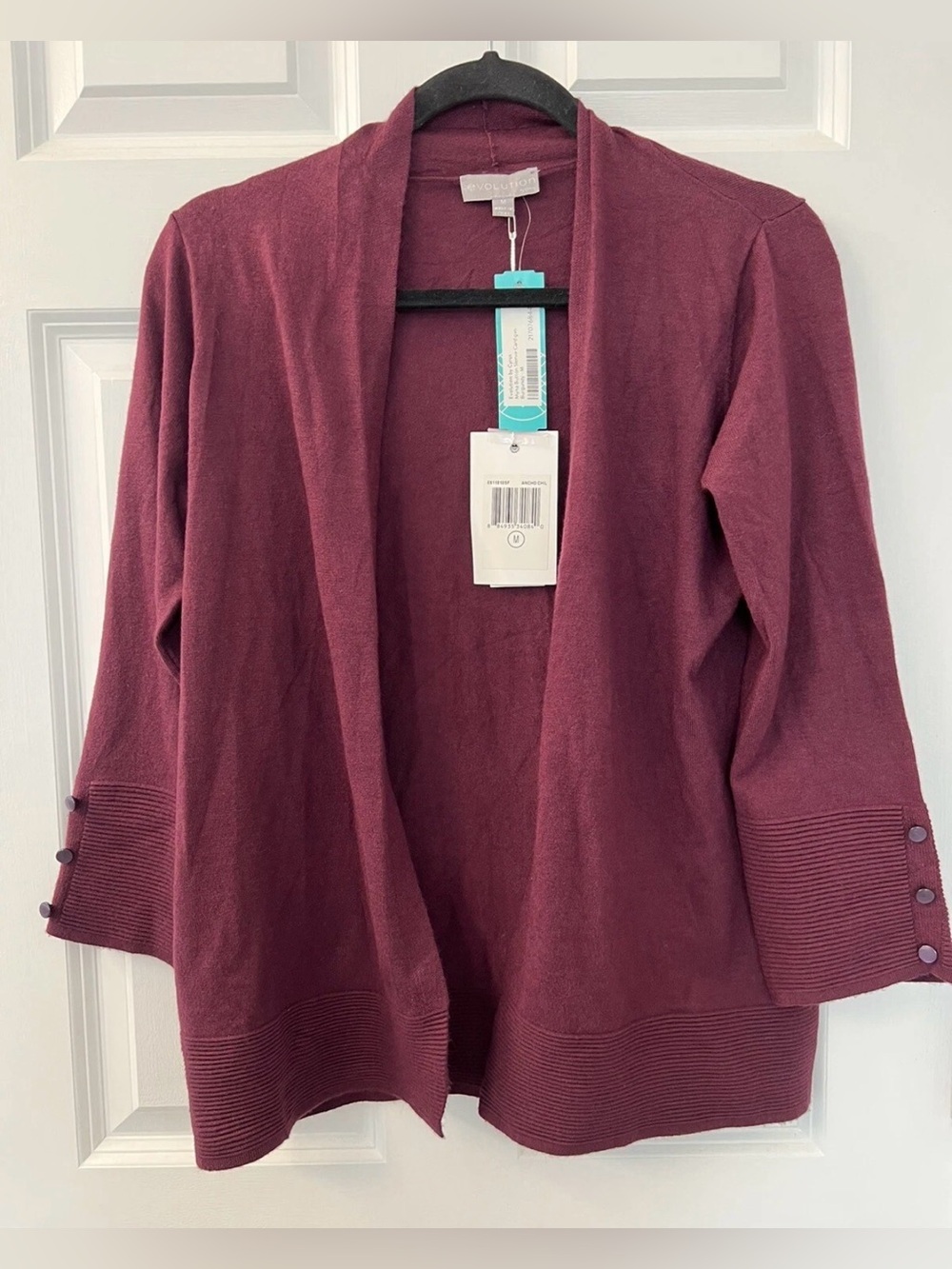 Evolution By Cyrus Myna Button Sleeve Cardigan Burgundy Red Size Medium